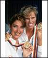 Carolyn Waldo and Michelle Cameron with their Olympic Gold medals