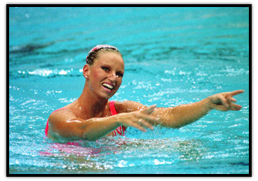 Carolyn Waldo smiling while competing