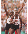 Donovan Bailey receiving the baton