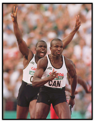 Donovan Bailey recevant le témoin