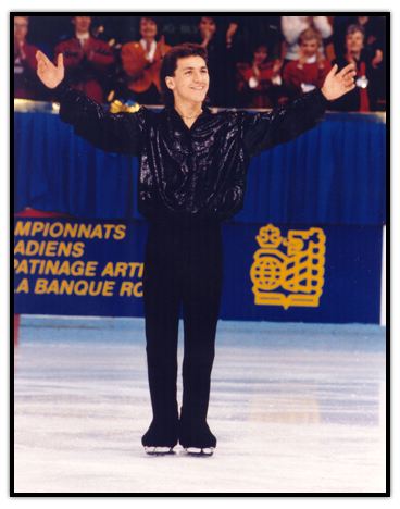 Elvis Stojko smiles to the crowd at the Canadian Figure Skating Championships