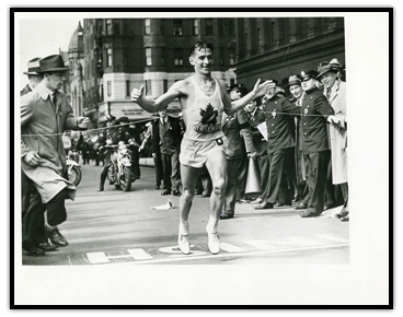 Gérard Côté crossing the finish line