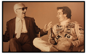 Enzo Ferrari and Gilles Villeneuve (right)