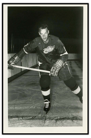 Gordie Howe wearing a Detroit Red Wings uniform