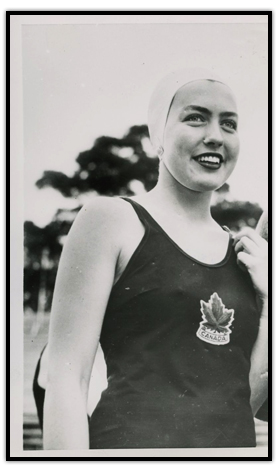 Irene Strong portant son maillot de bain d'équipe Canada