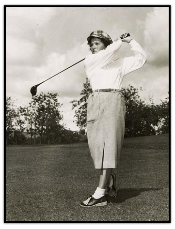 Marlene Streit  swinging a golf club