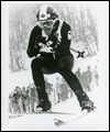 Nancy Greene skiing down a hill