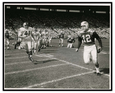 Russ Jackson crossing the goal line for a touchdown