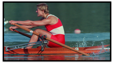 Silken Laumann rowing her boat